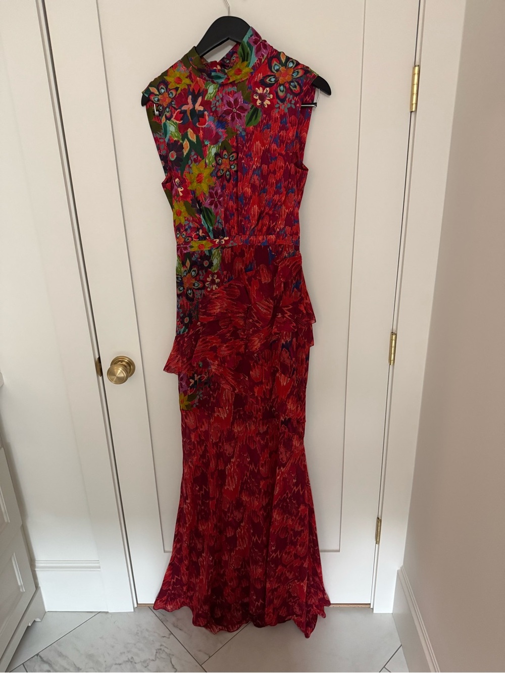 SALONI Red Floral Print Sleeveless Maxi Dress